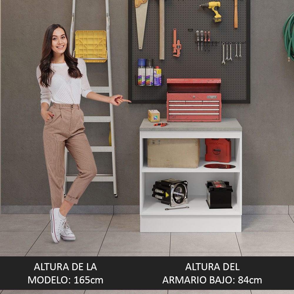 Bajo Mesada Multiuso Garaje 80cm (con Tapa) Blanco