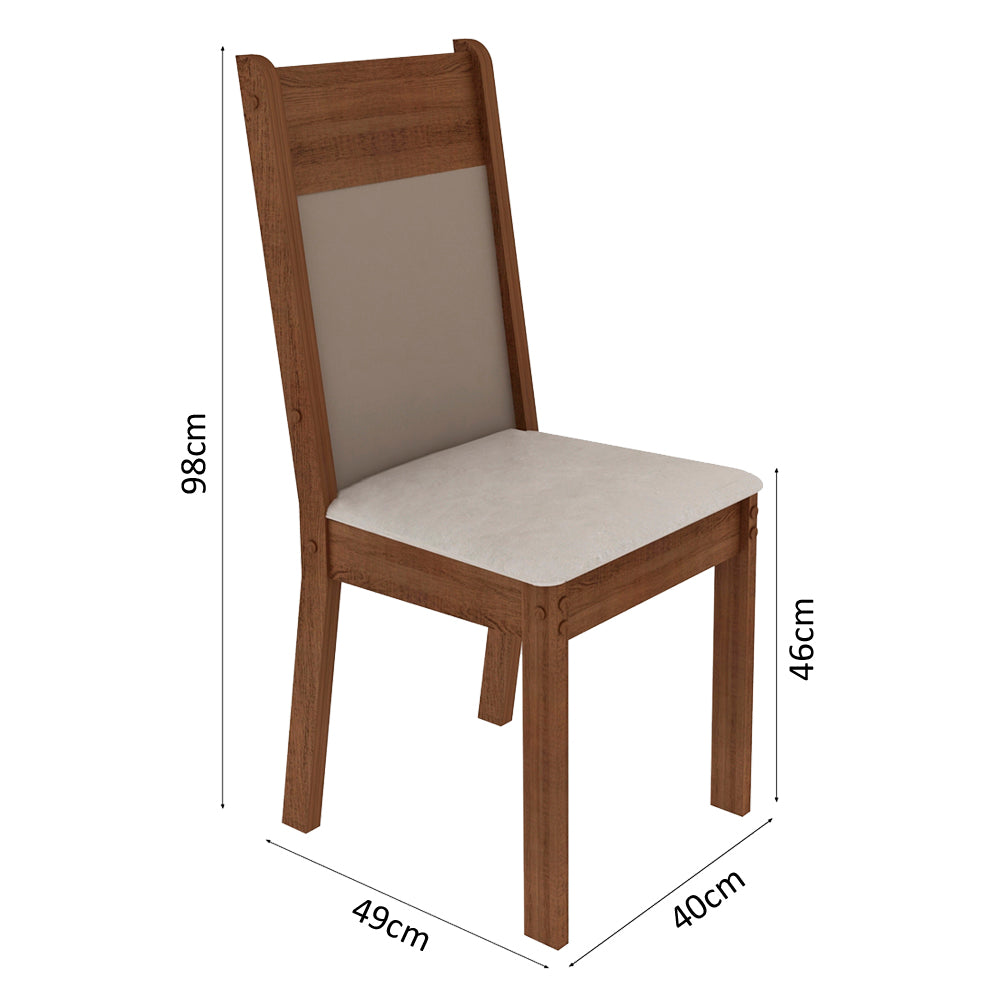 Juego de Comedor Mesada de Madera 8 Sillas Panamá Marrón/Crema/Sintético Beige