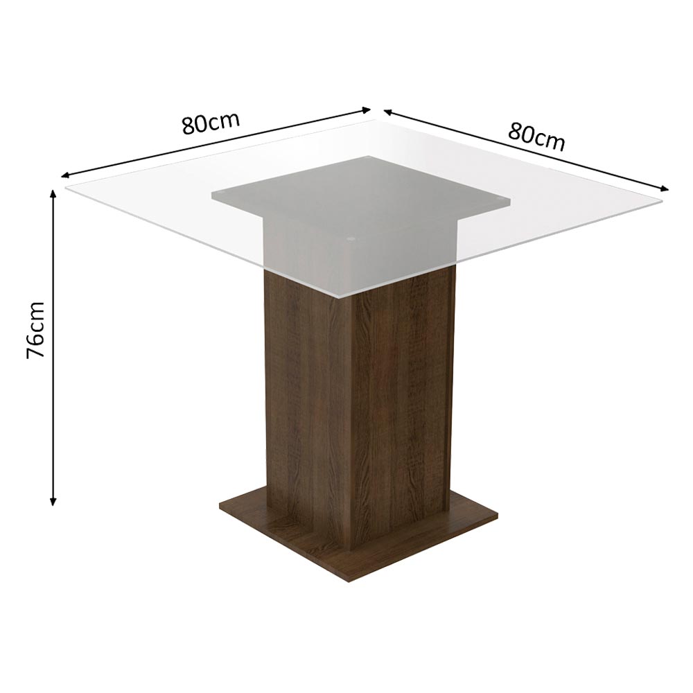 Juego de Comedor con Tapa de Vidrio 4 Sillas Marrón/Crema/Beige Aline