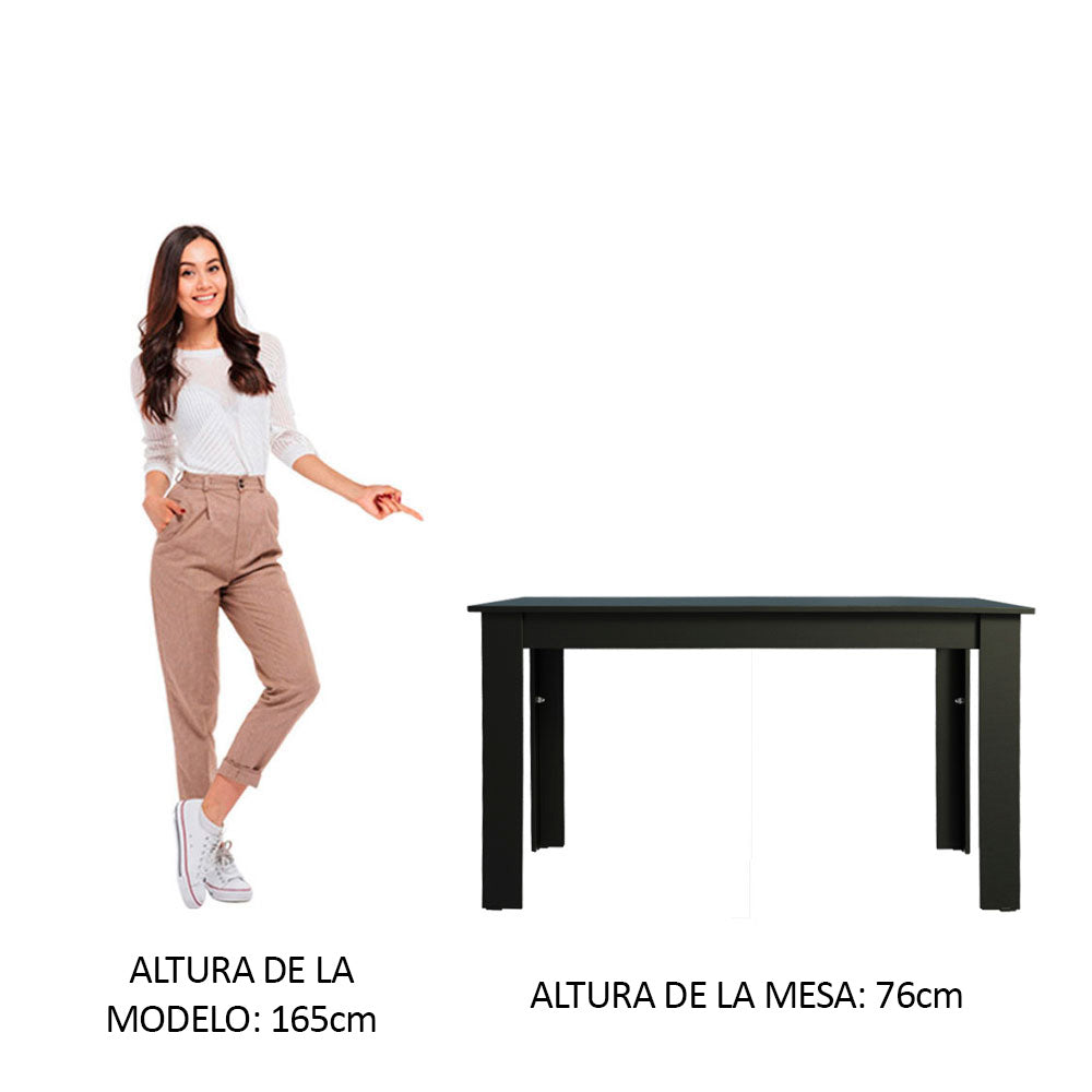 Mesa de Comedor Rectangular Tapa de Madera 5231 Negro