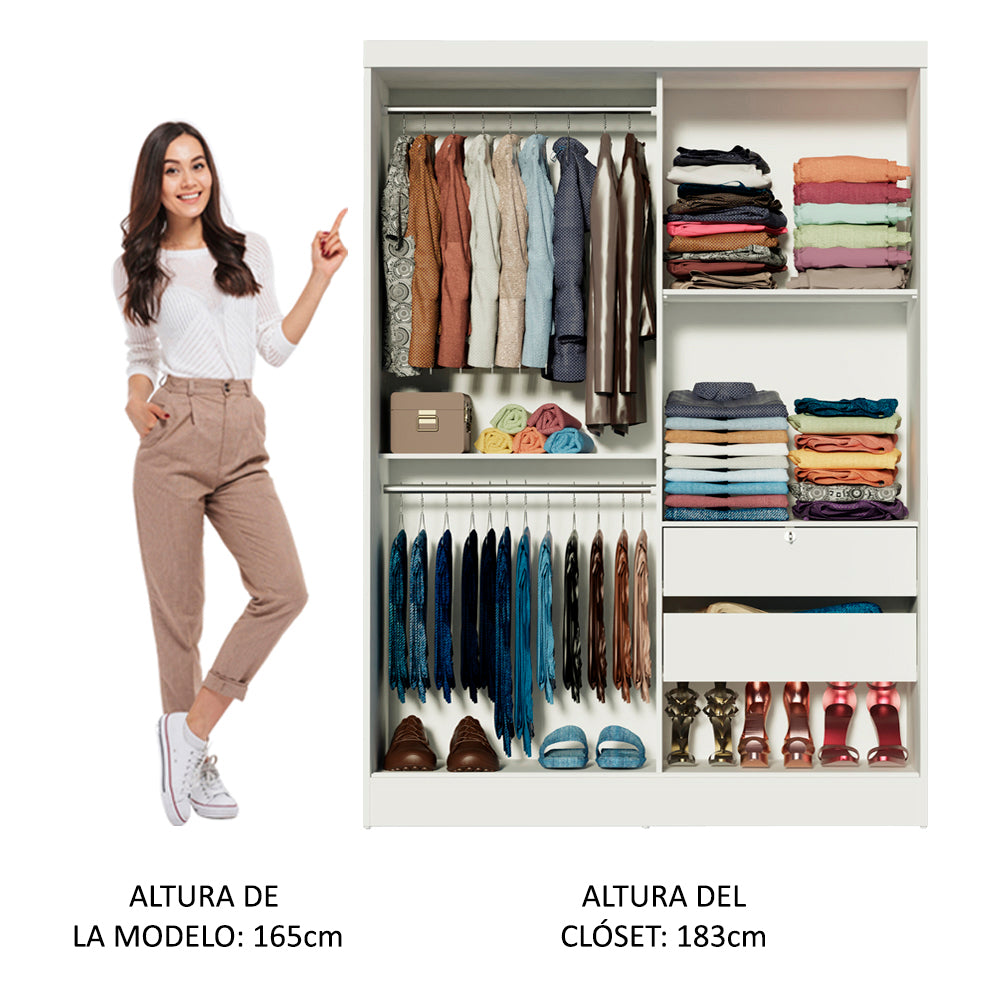 Placard Infantil Nick 2 Puertas Corredizas Blanco