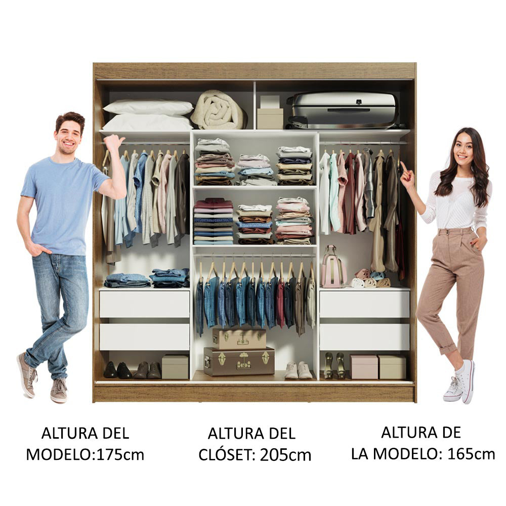 Placard Matrimonial Reno 3 Puertas Corredizas - Marrón/Blanco