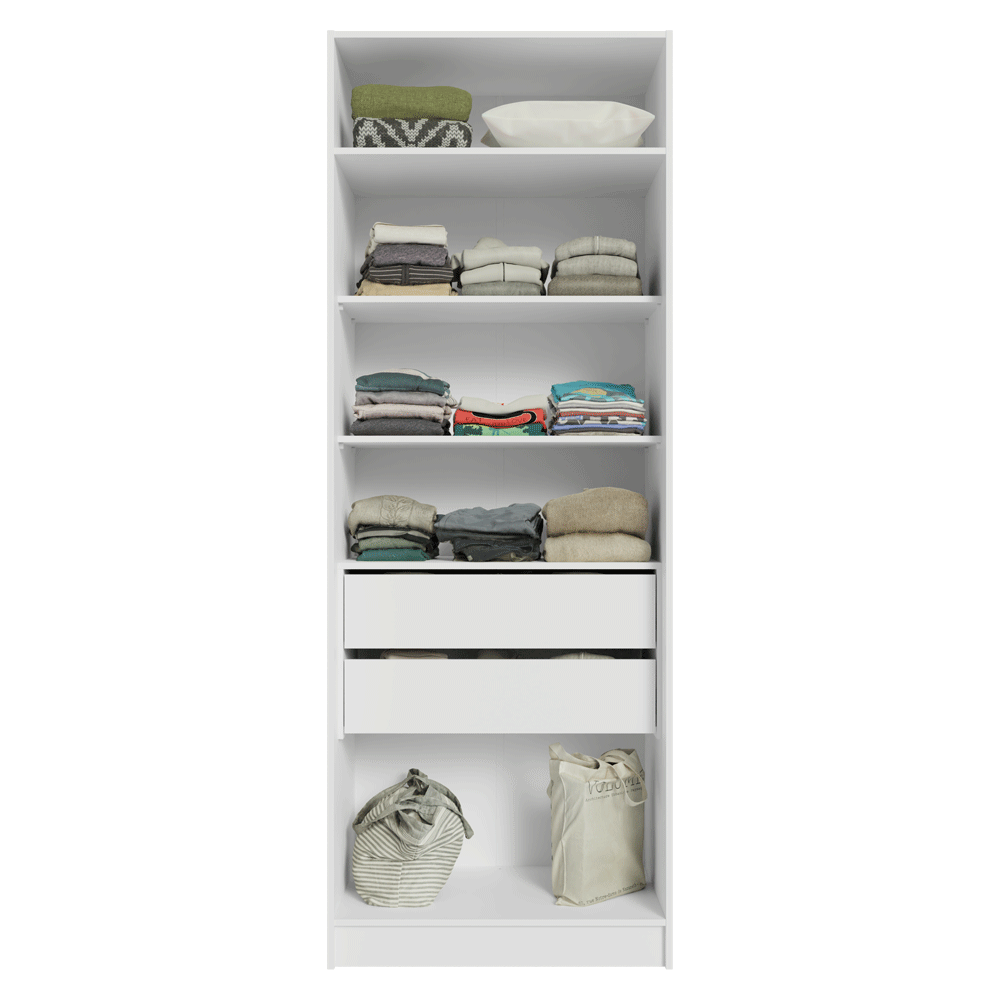 Placard Modular 2 Puertas con Espejo 2 Cajones 4 Repisas Blanco Neo Madesa