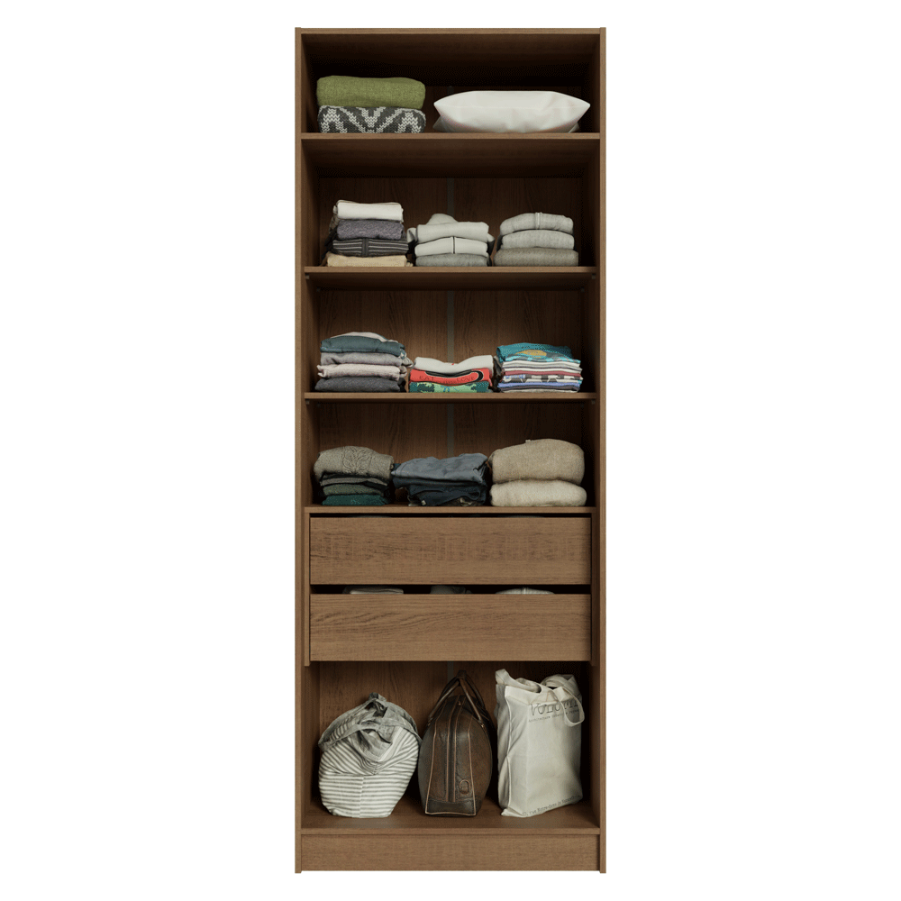 Placard Modular 2 Puertas 2 Cajones 4 Repisas Marrón/Crema Neo Madesa
