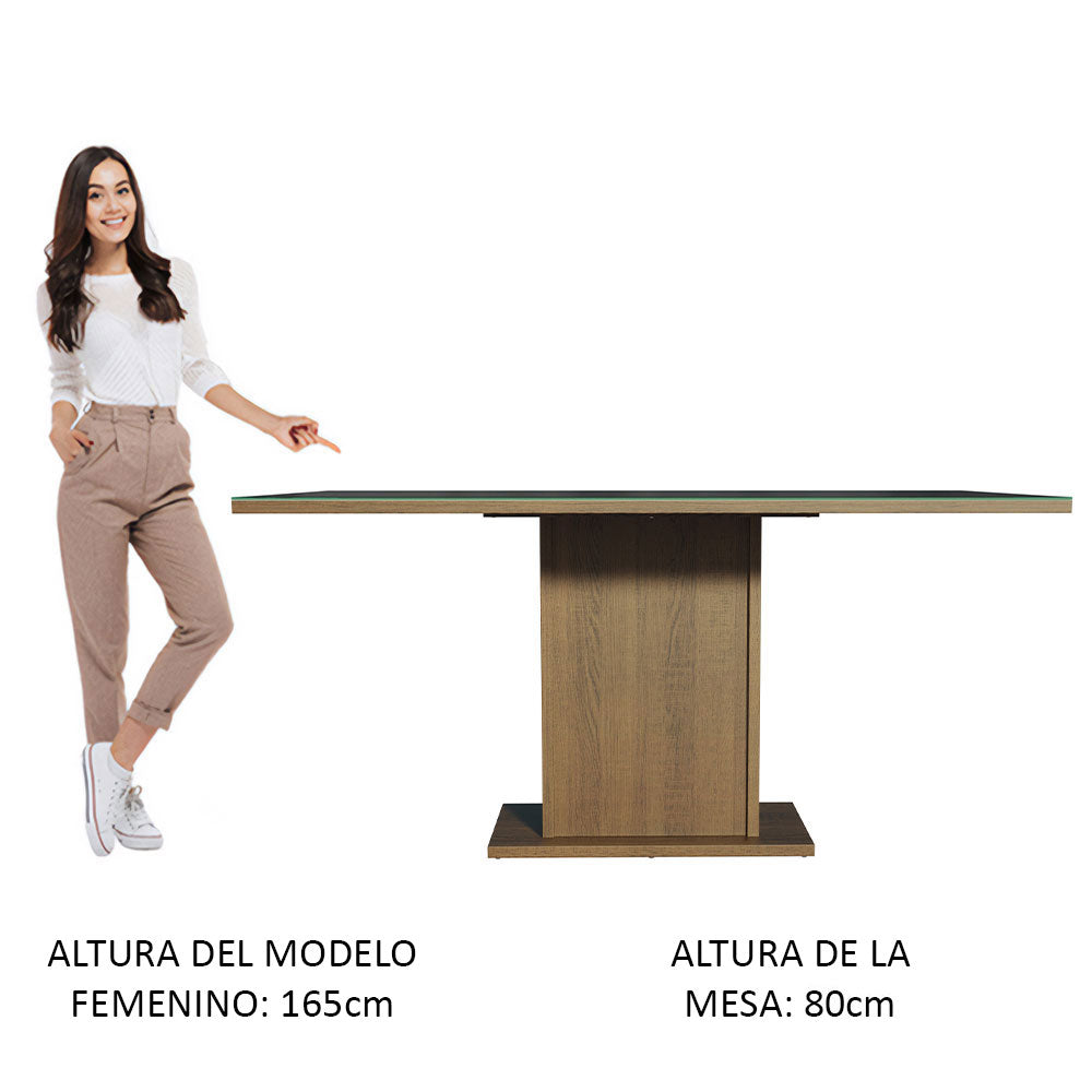 Mesa de Comedor Rectangular con Tapa de Vidrio Marrón/Negro 5275