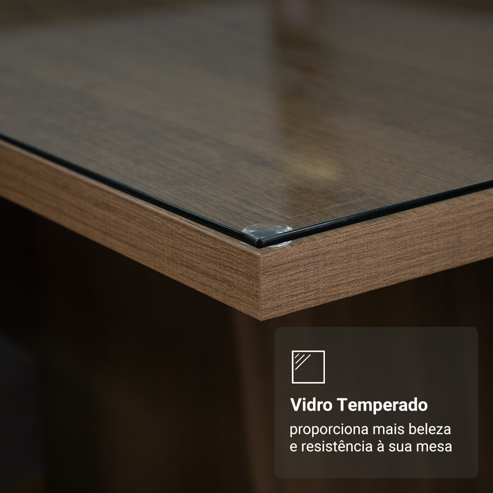 Mesa de Comedor Rectangular con Tapa de Vidrio Marrón 5329