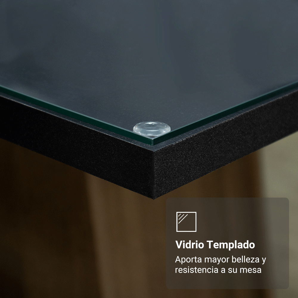 Mesa de Comedor Rectangular con Tapa de Vidrio Marrón/Negro 5329