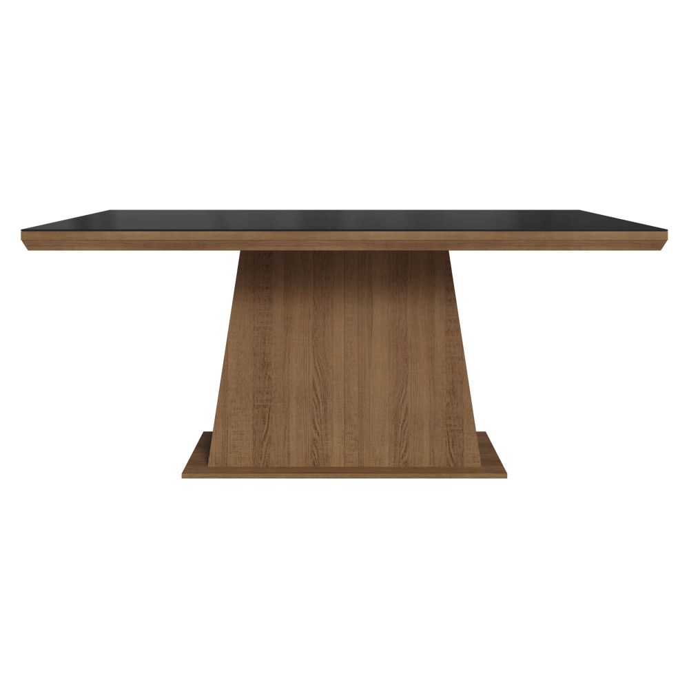 Mesa de Comedor Rectangular Tapa con Borde Biselado y Vidrio Sobrepuesto Marrón/Negro 5364 Madesa