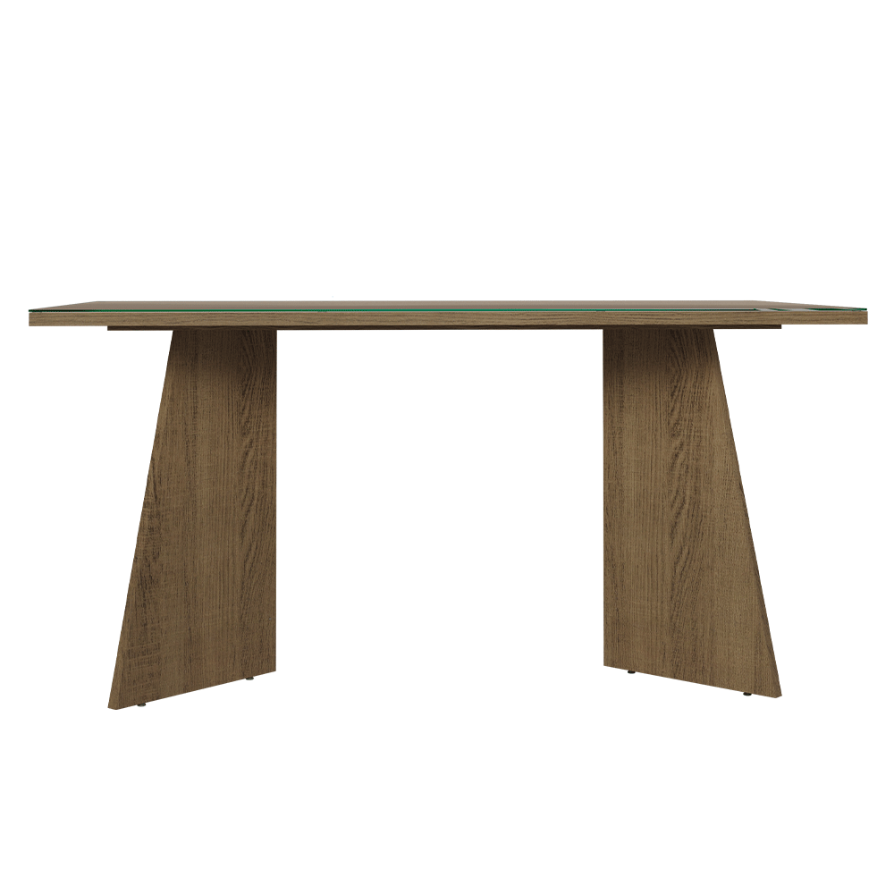 Mesa de Comedor Rectangular con Tapa de Vidrio 5389 Marrón