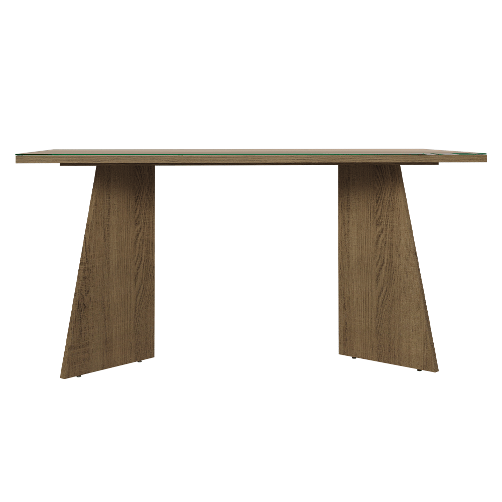 Mesa de Comedor Rectangular con Tapa de Vidrio 5389 Marrón/Crema