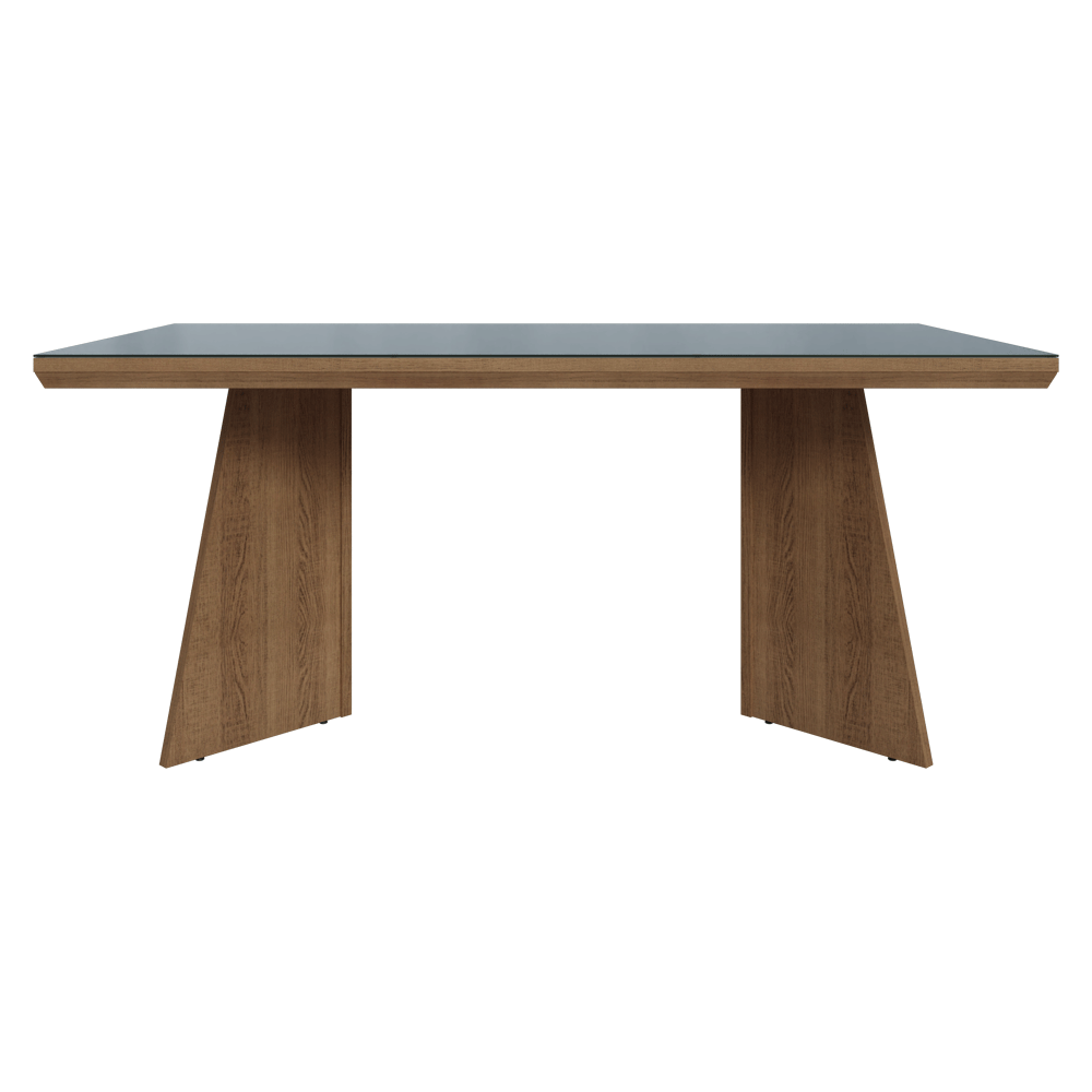 Mesa de Comedor Rectangular Tapa con Borde Biselado y Vidrio Sobrepuesto Marrón/Gris 5389 Madesa