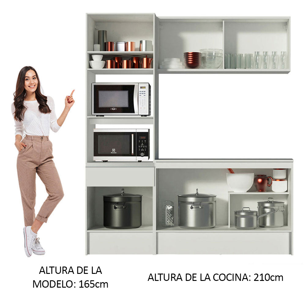 Combo completo de Cocina 180 cm 1 Cajón 6 Puertas Diamante Blanco