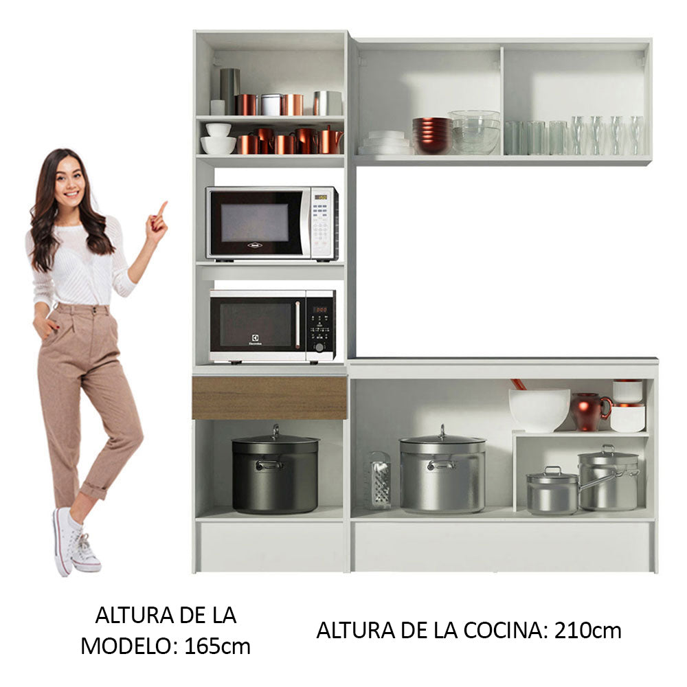 Cocina Compacta 180 cm Topazio Blanco/Marrón 86