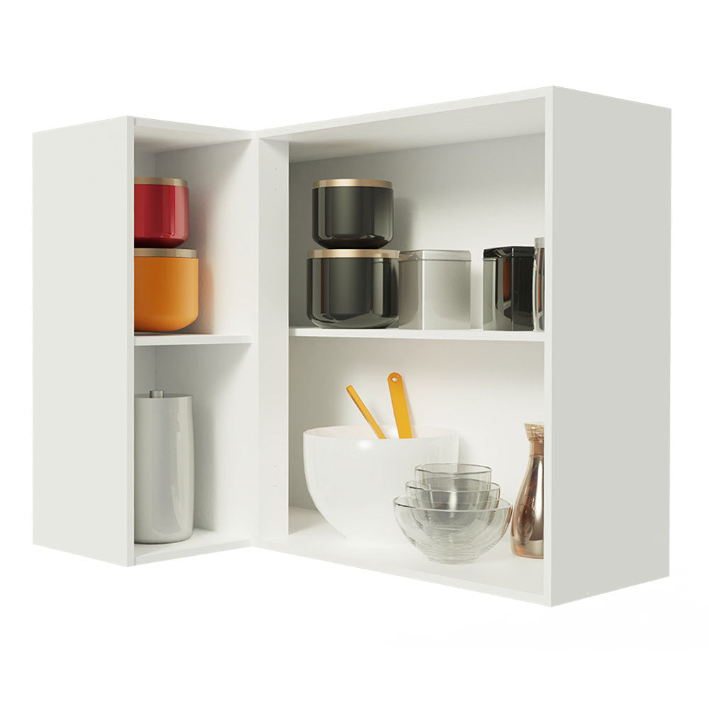 Alacena Cocina Esquinera 100% MDF con Porta Botellas Blanco/Crema Smart Madesa