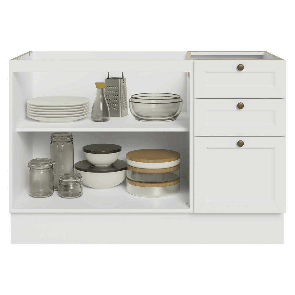 Bajo Mesada Cocina 120 x 60 cm 2 Puertas 3 Cajones (Sin Mesada) Blanco Vik Madesa