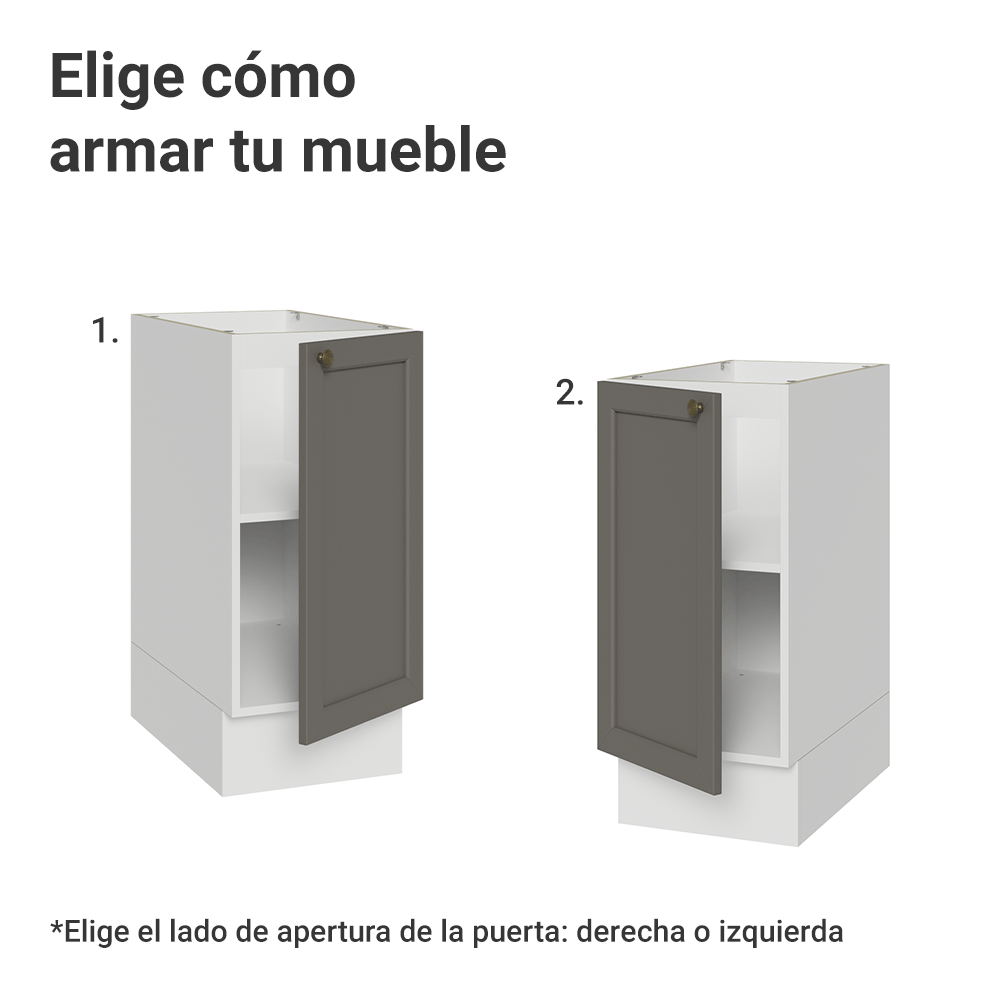 Bajo Mesada de Cocina 35 x 60 cm 1 Puerta (Sin Mesada) Blanco/Gris Vik Madesa
