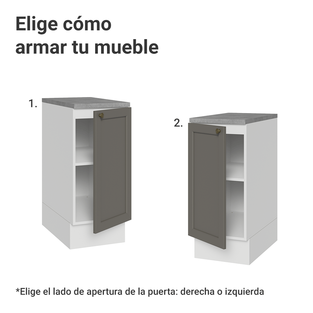 Bajo Mesada de Cocina 35 x 60 cm 1 Puerta (con Mesada) Blanco/Gris Vik Madesa