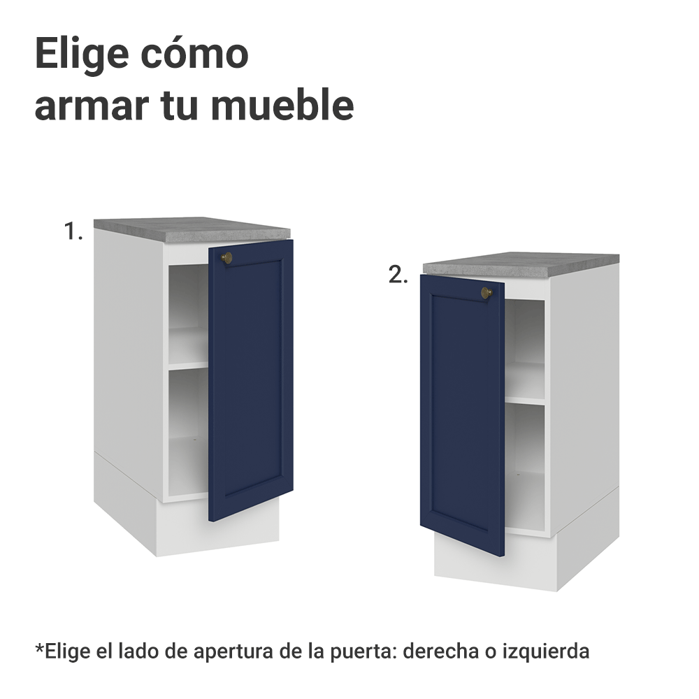 Bajo Mesada de Cocina 35 x 60 cm 1 Puerta (con Mesada) Blanco/Azul Vik Madesa