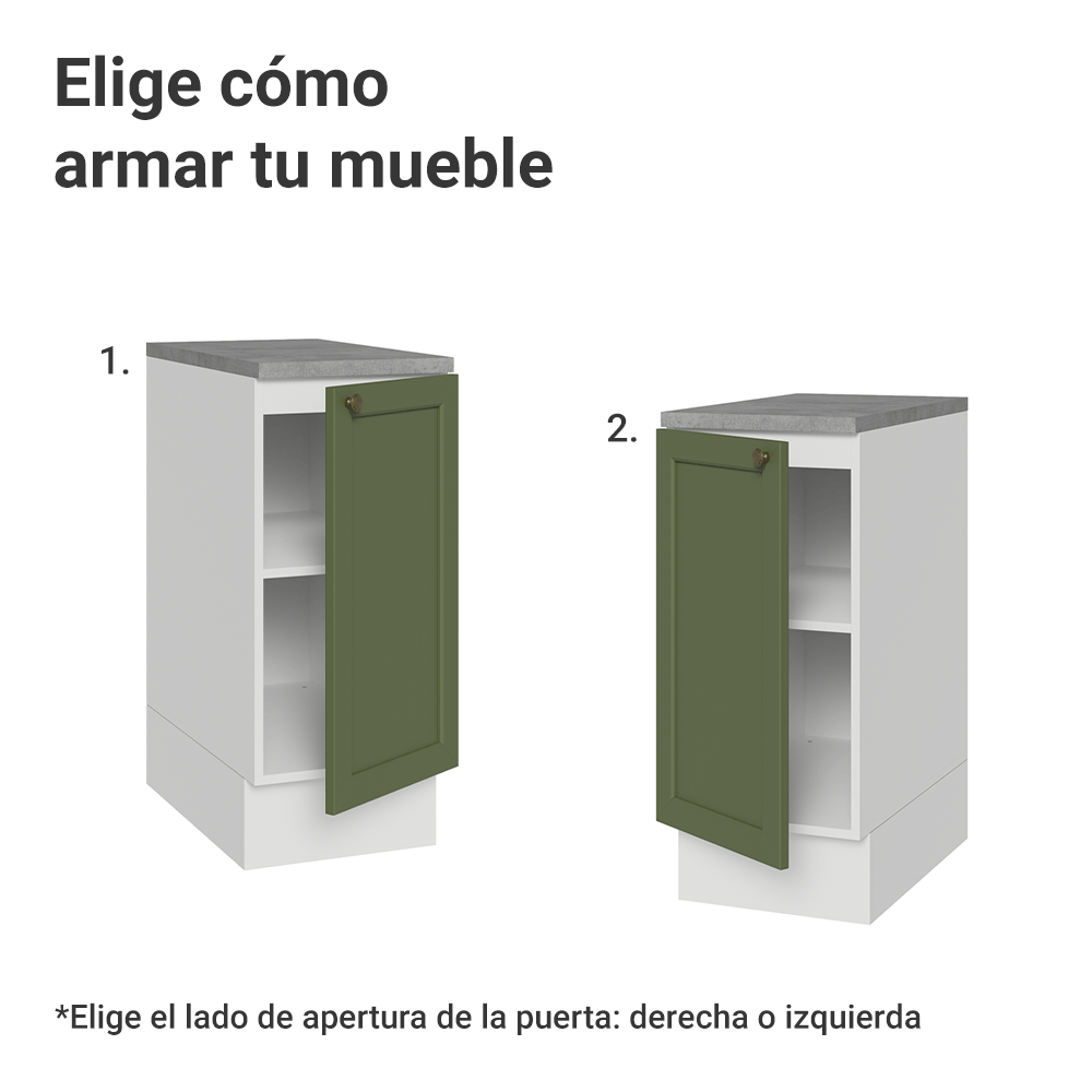 Bajo Mesada de Cocina 35 x 60 cm 1 Puerta (con Mesada) Blanco/Verde Vik Madesa