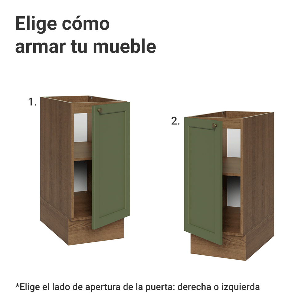 Bajo Mesada de Cocina 35 x 60 cm 1 Puerta (Sin Mesada) Marrón/Verde Vik Madesa
