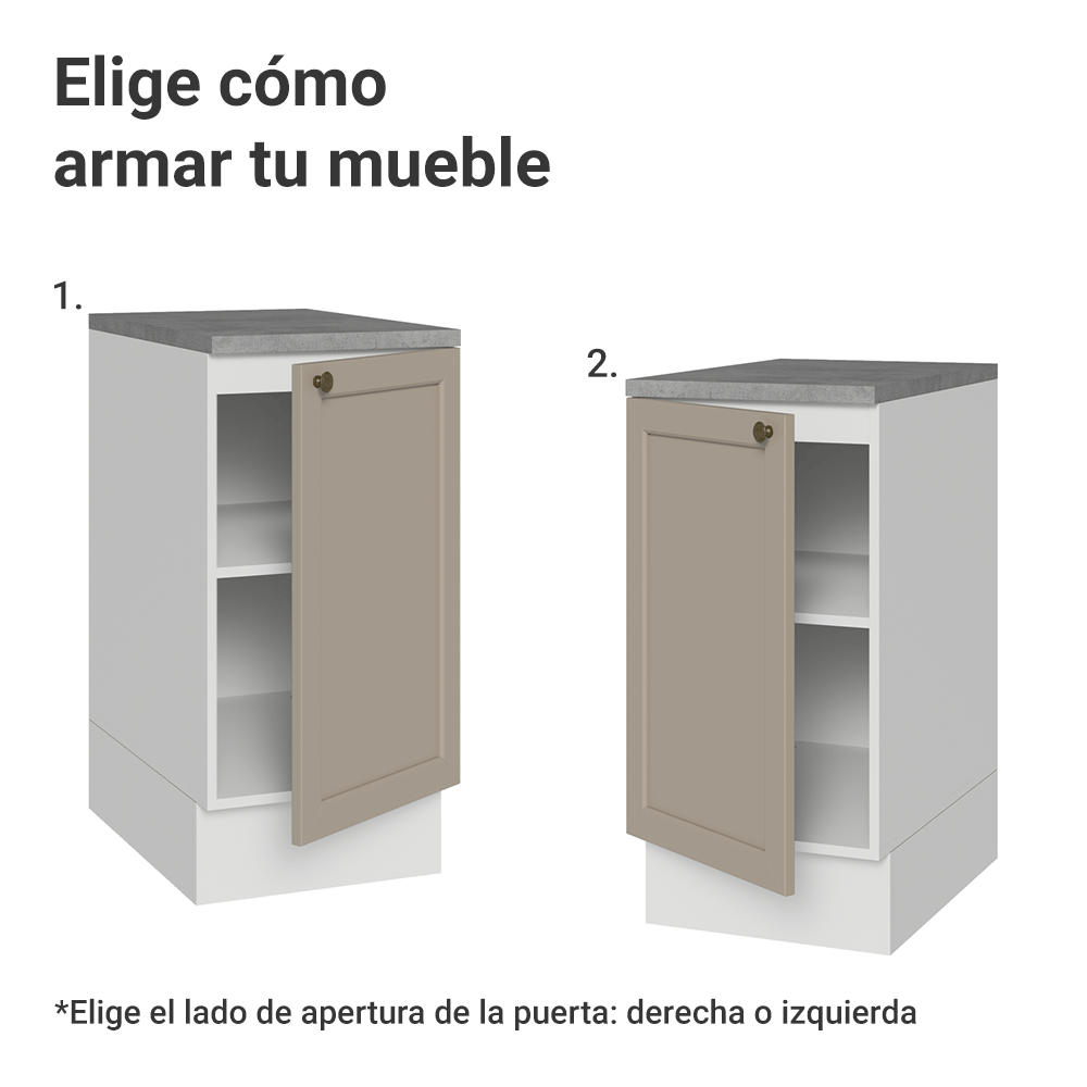 Bajo Mesada 40 x 60 cm 1 Puerta (Con Mesada) Blanco/Crema Vik Madesa