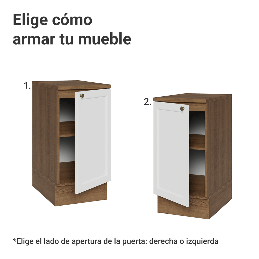 Bajo Mesada de Cocina 40 x 60 cm 1 Puerta (con Mesada) Marrón/Blanco Vik Madesa