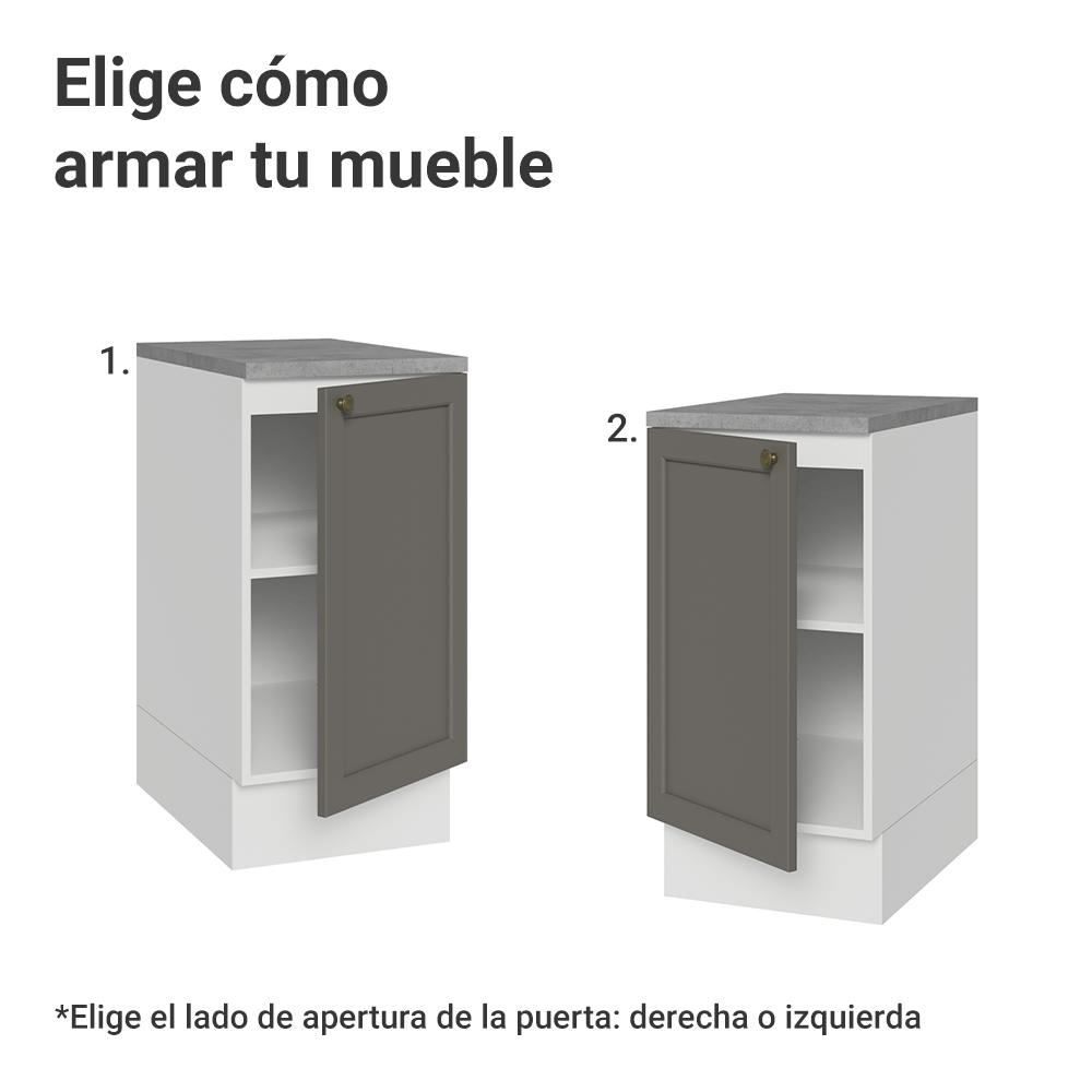 Bajo Mesada de Cocina 40 x 60 cm 1 Puerta (con Mesada) Blanco/Gris Vik Madesa
