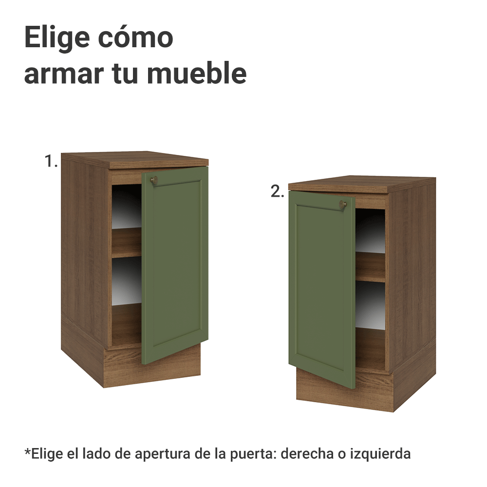 Bajo Mesada de Cocina 40 x 60 cm 1 Puerta (con Mesada) Marrón/Verde Vik Madesa