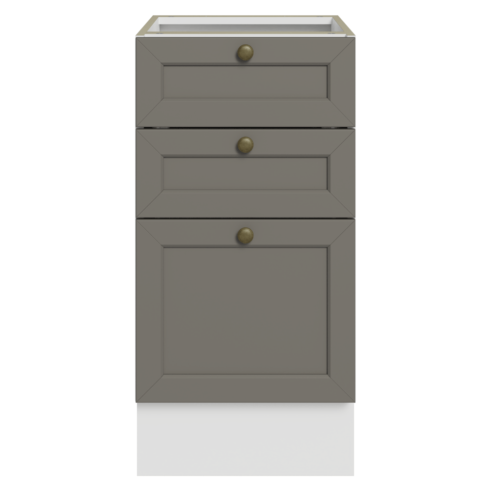 Bajo Mesada de Cocina 40 x 60 cm 3 Cajones (Sin Mesada) Blanco/Gris Vik Madesa