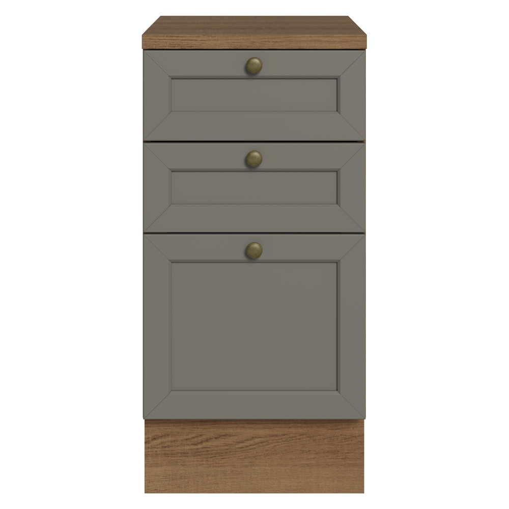 Bajo Mesada de Cocina 40 x 60 cm 3 Cajones (con Mesada) Marrón/Gris Vik Madesa
