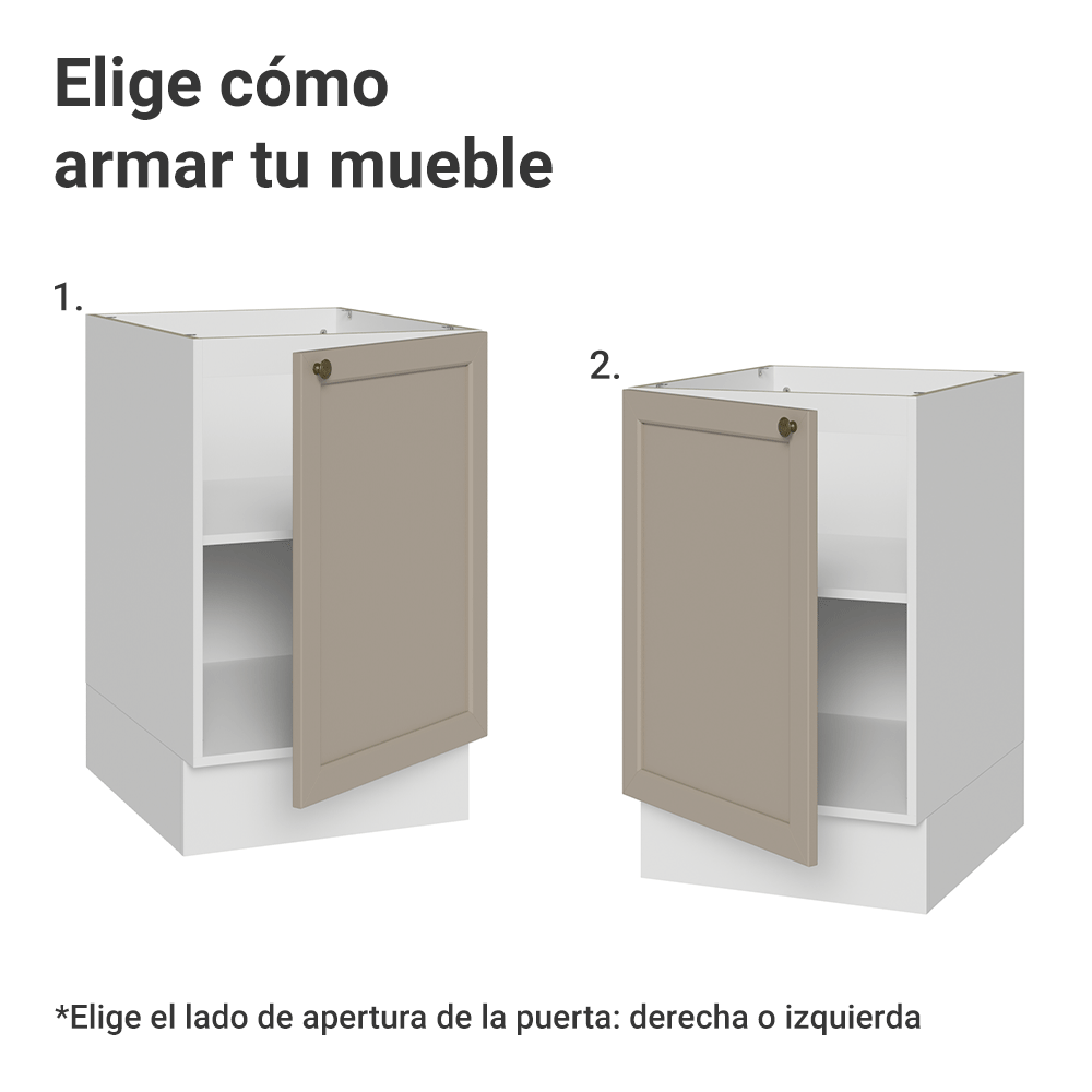 Bajo Mesada 50 x 60cm 1 Puerta (Sin Mesada) Blanco/Crema Vik Madesa