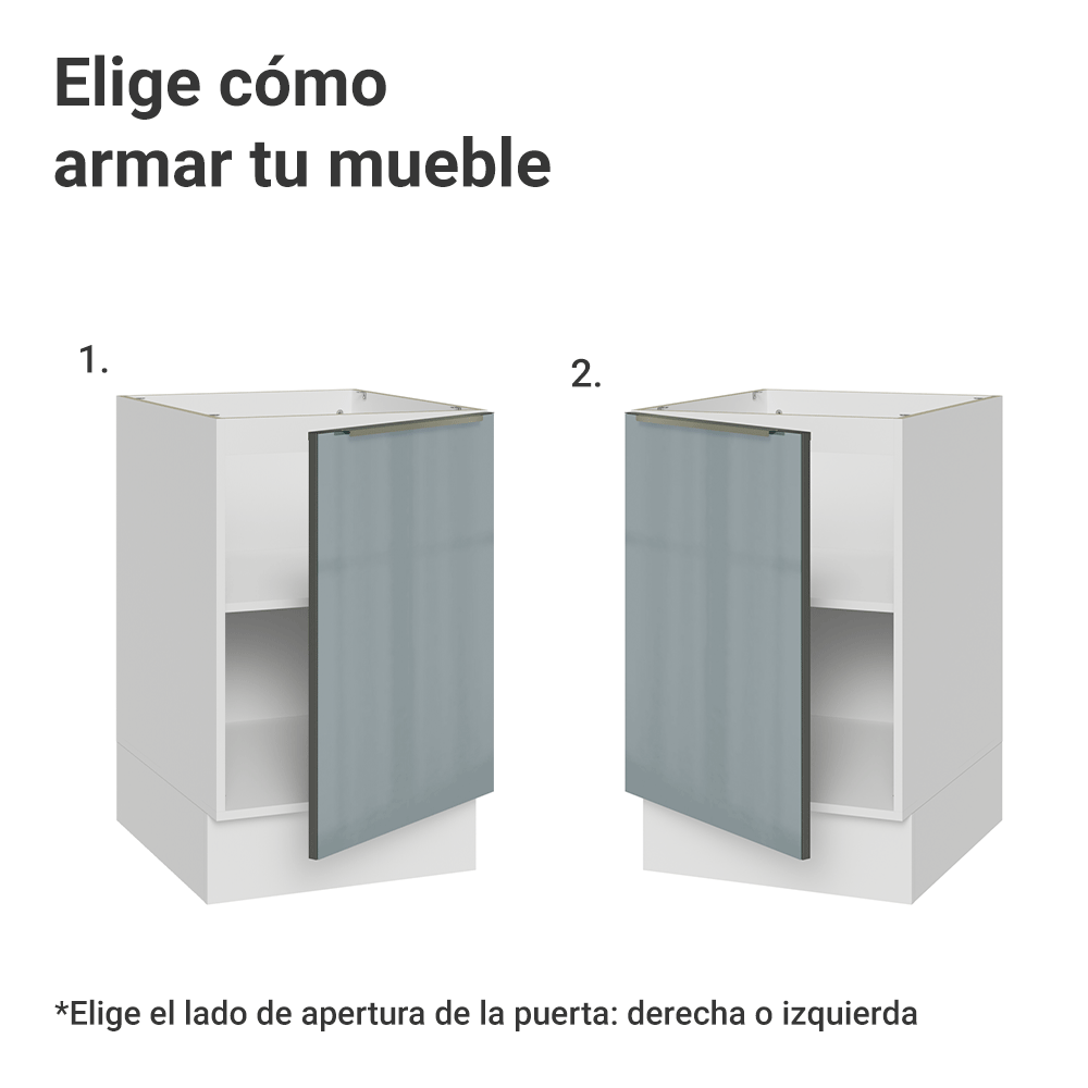 Bajo Mesada 50cm X 60 cm, 1 Puerta (Sin Mesada) Blanco/Gris Lux Madesa
