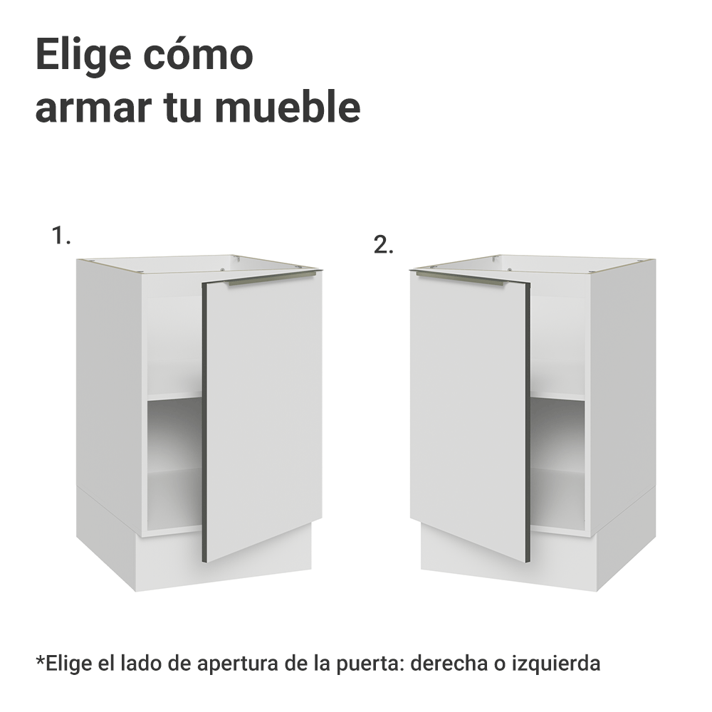 Bajo Mesada 50cm X 60 cm, 1 Puerta (Sin Mesada) Blanco aterciopelado Lux Madesa