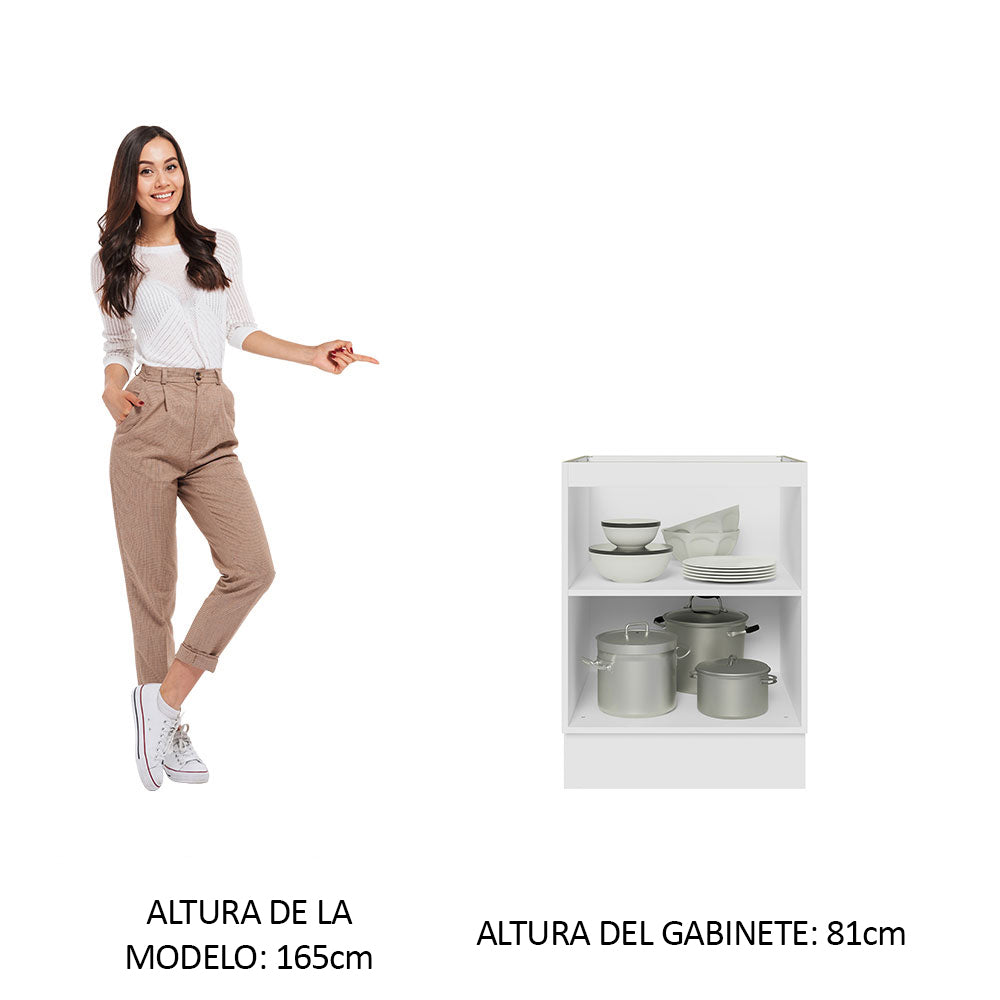 Bajo Mesada Cocina 60 x 60 cm 1 Puerta (Sin Mesada) Blanco/Marrón Stella Madesa