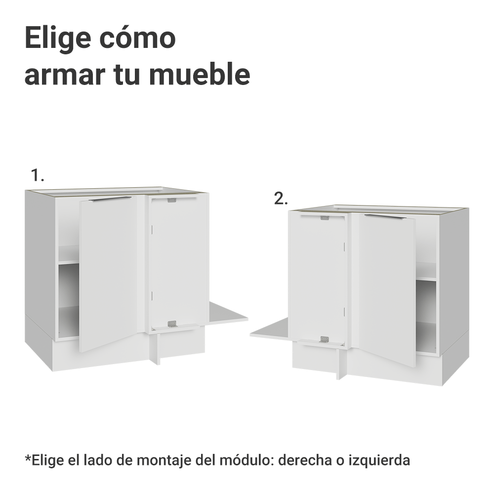 Bajo Mesada Cocina Esquinera 1 Puerta 60 cm Profundidad (Sin Mesada) Blanco Stella Madesa