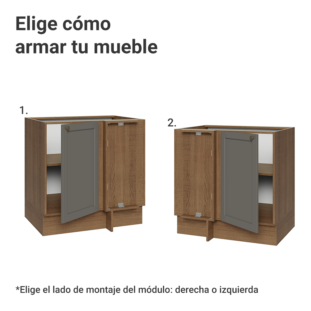 Bajo Mesada Esquinero 102 cm x 64 cm (Sin Mesada) Marrón/Gris Vik Madesa