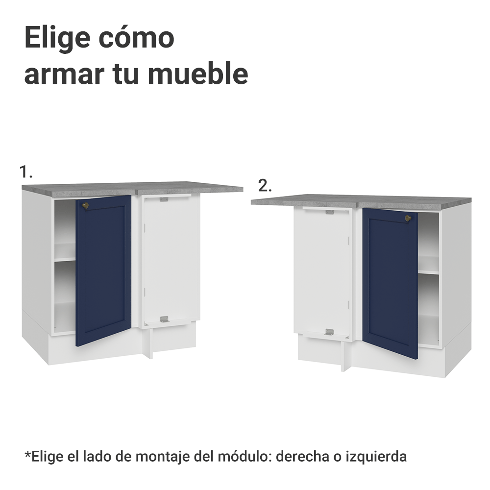 Bajo Mesada Esquinero 102 cm x 64 cm (con Mesada) Blanco/Azul Vik Madesa