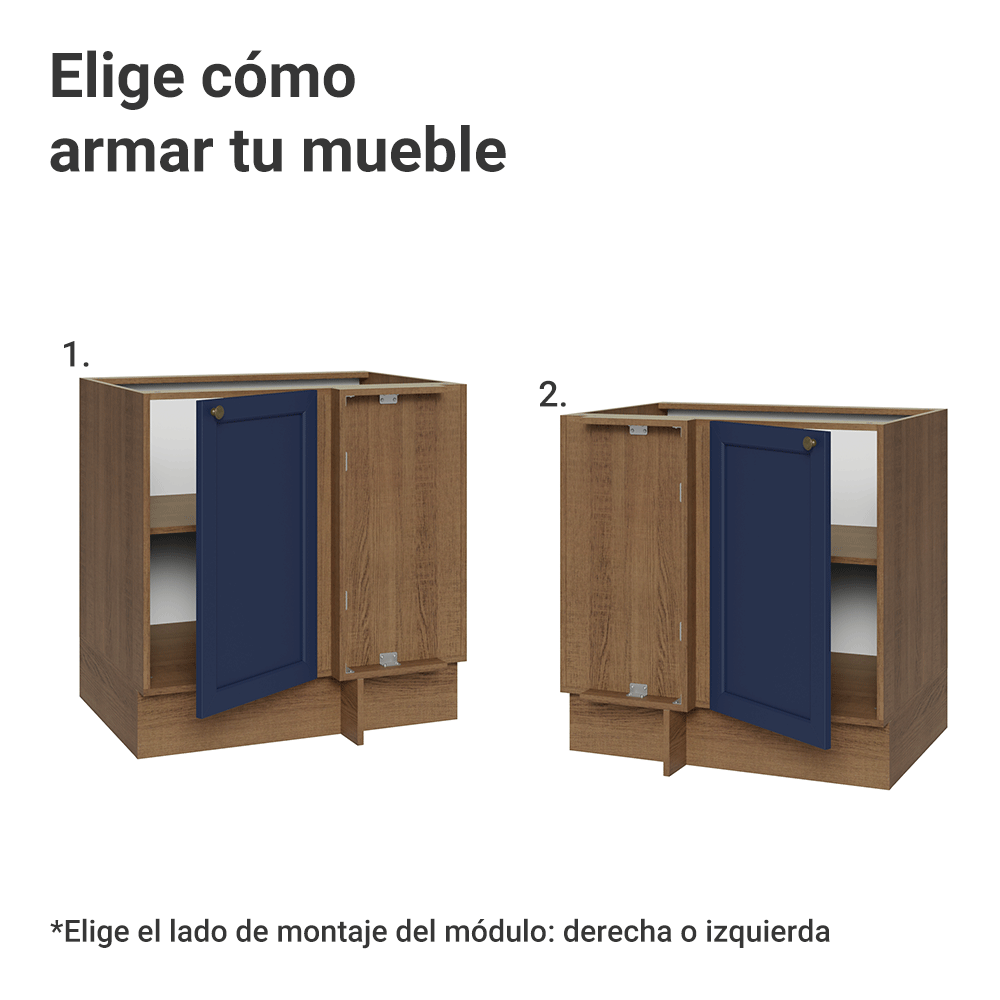 Bajo Mesada Esquinero 102 cm x 64 cm (Sin Mesada) Marrón/Azul Vik Madesa