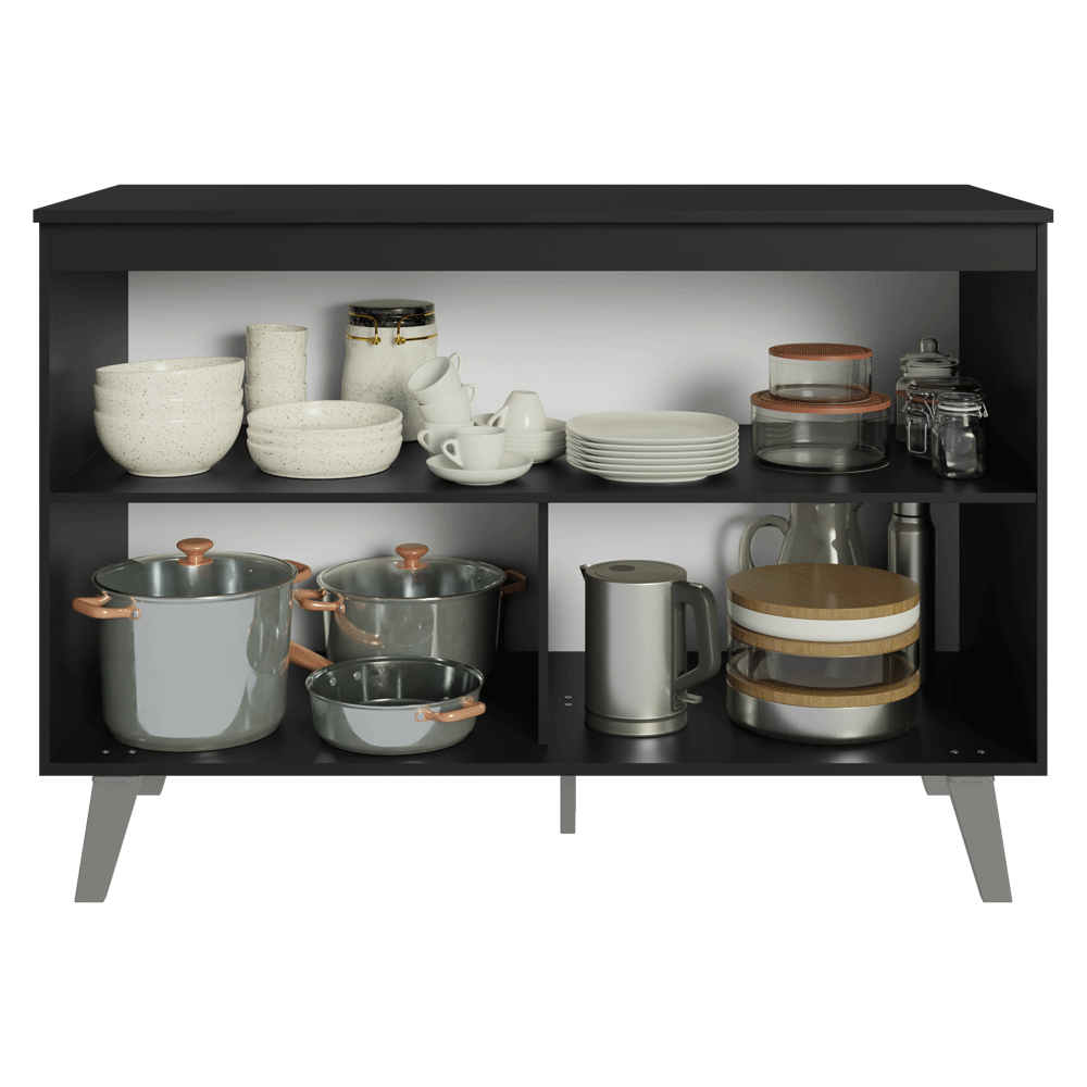 Bajo Mesada de Cocina 120 cm 2 Puertas con Patas Negro Nice Madesa