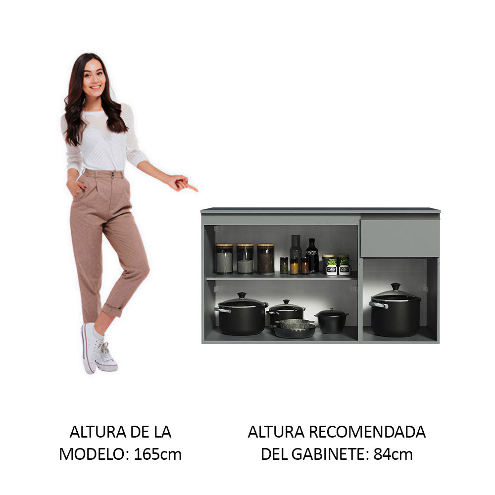 Bajo Mesada 120 cm 1 Cajón 3 Puertas Nice Gris