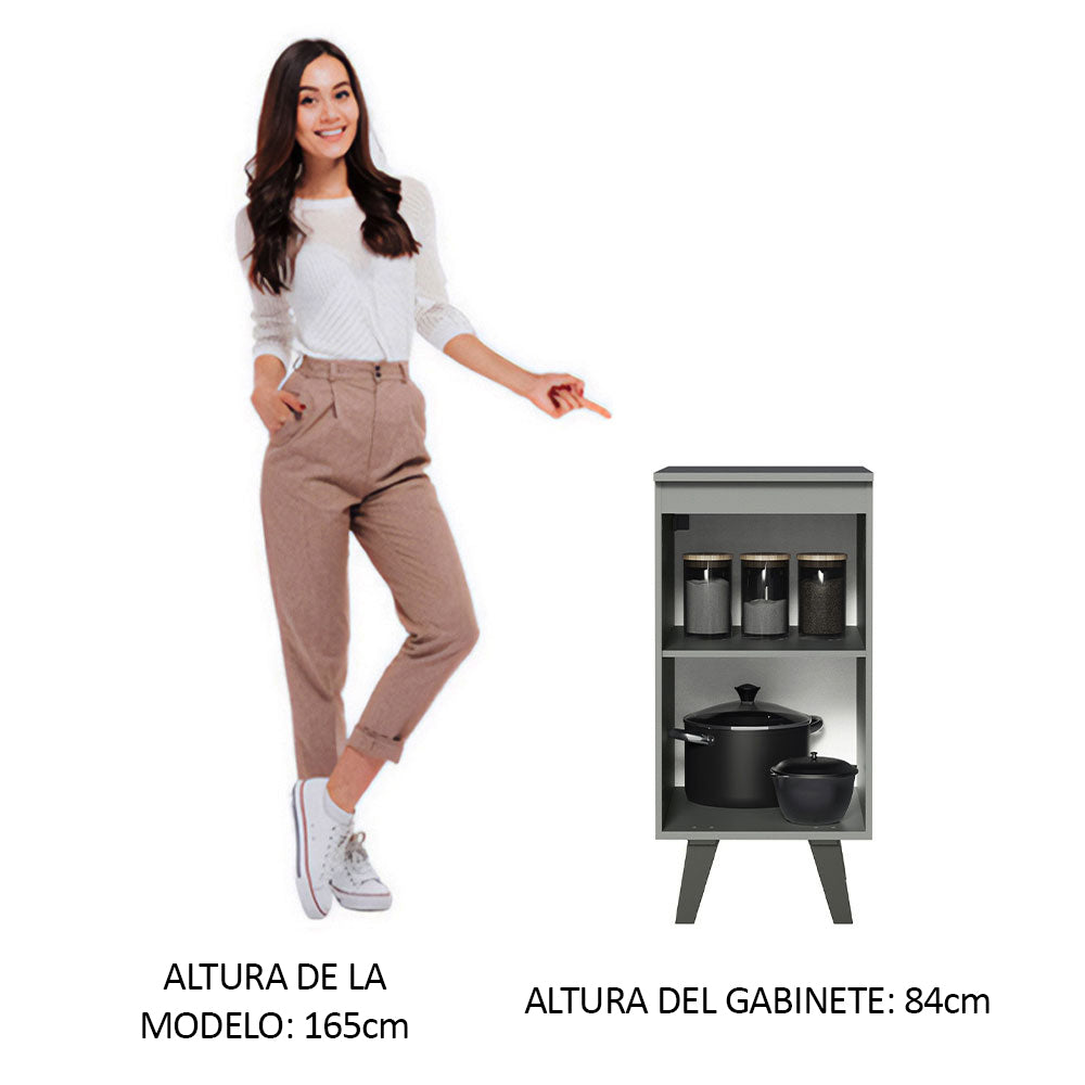 Bajo Mesada Cocina 40 cm 1 Puerta con Patas Gris Nice Madesa