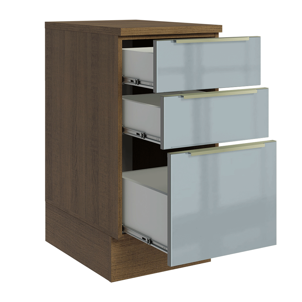 Bajo Mesada de Cocina 40 cm 3 Cajones Marrón/Gris Lux Madesa