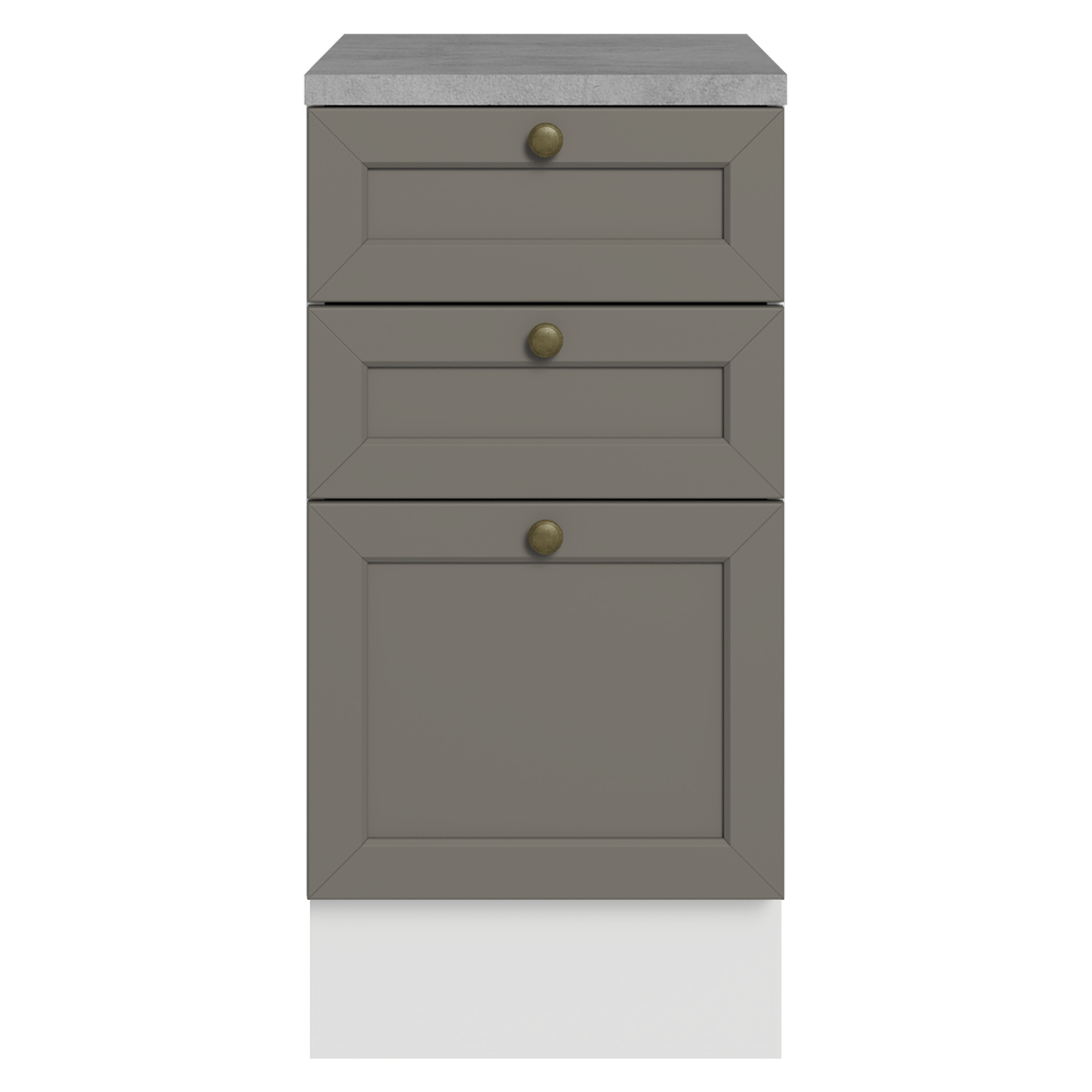 Bajo Mesada de Cocina 40 cm 3 Cajones Blanco/Gris Vik Madesa