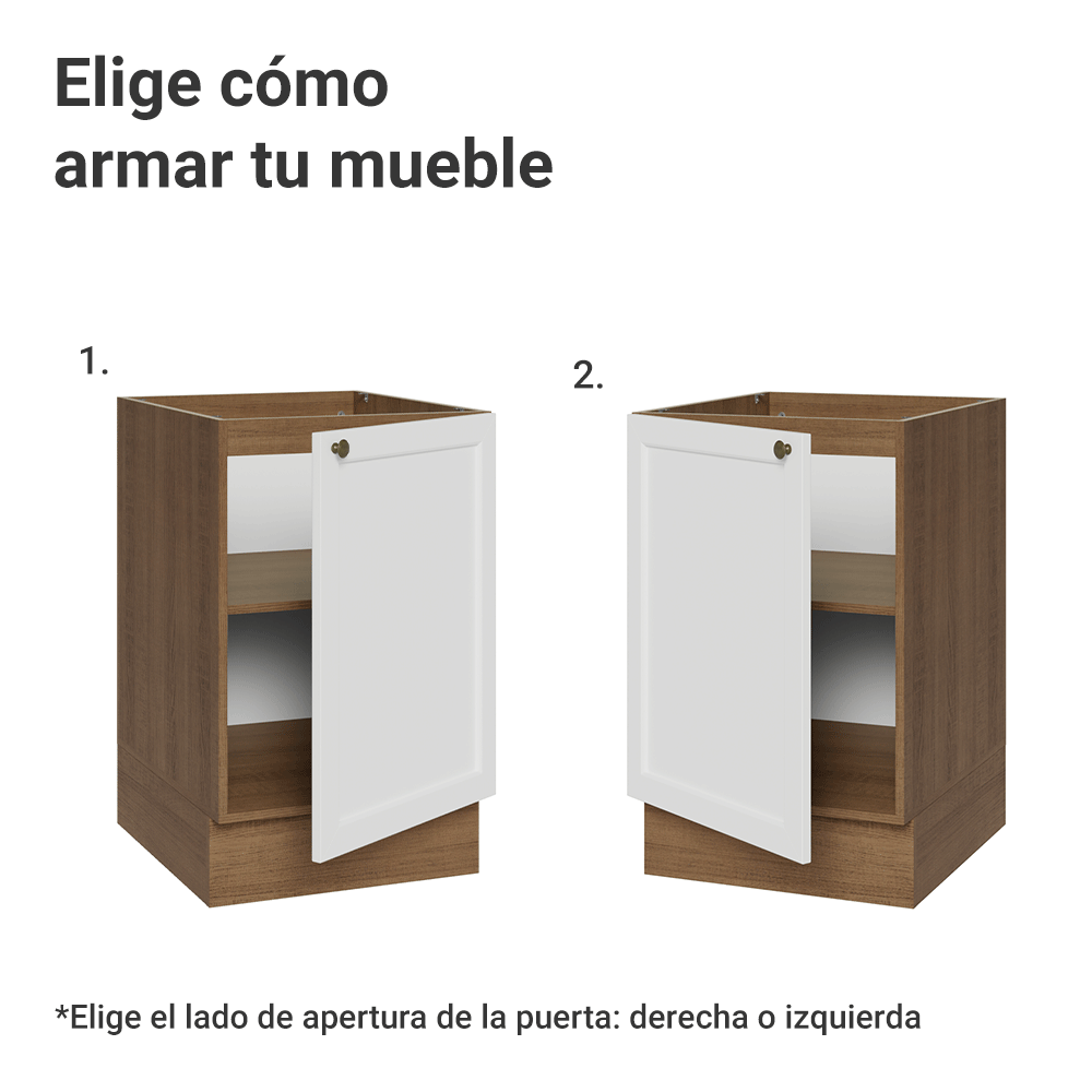 Bajo Mesada 50cm 1 Puerta (Sin Mesada) Marrón/Blanco Vik Madesa