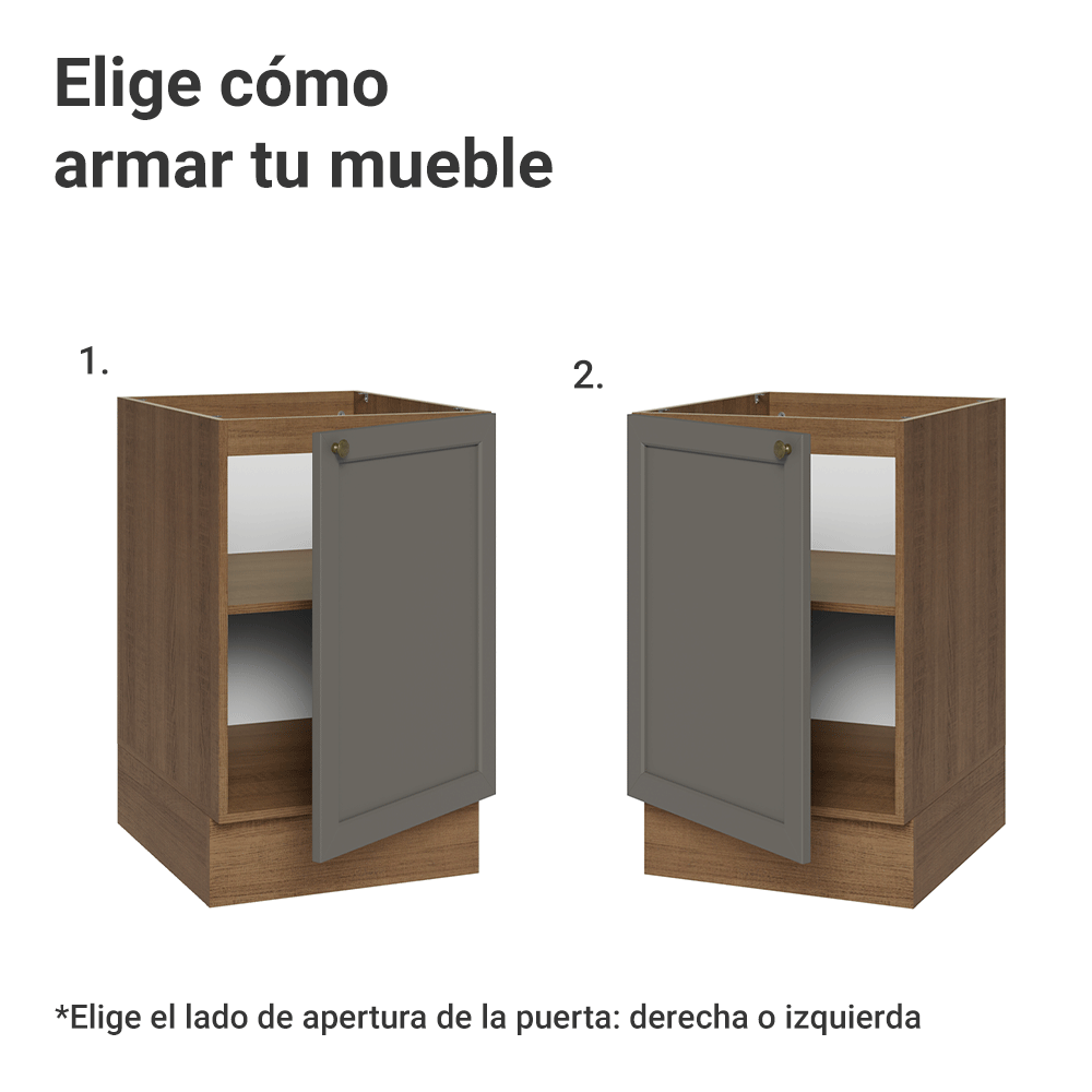 Bajo Mesada 50cm 1 Puerta (Sin Mesada) Marrón/Gris Vik Madesa