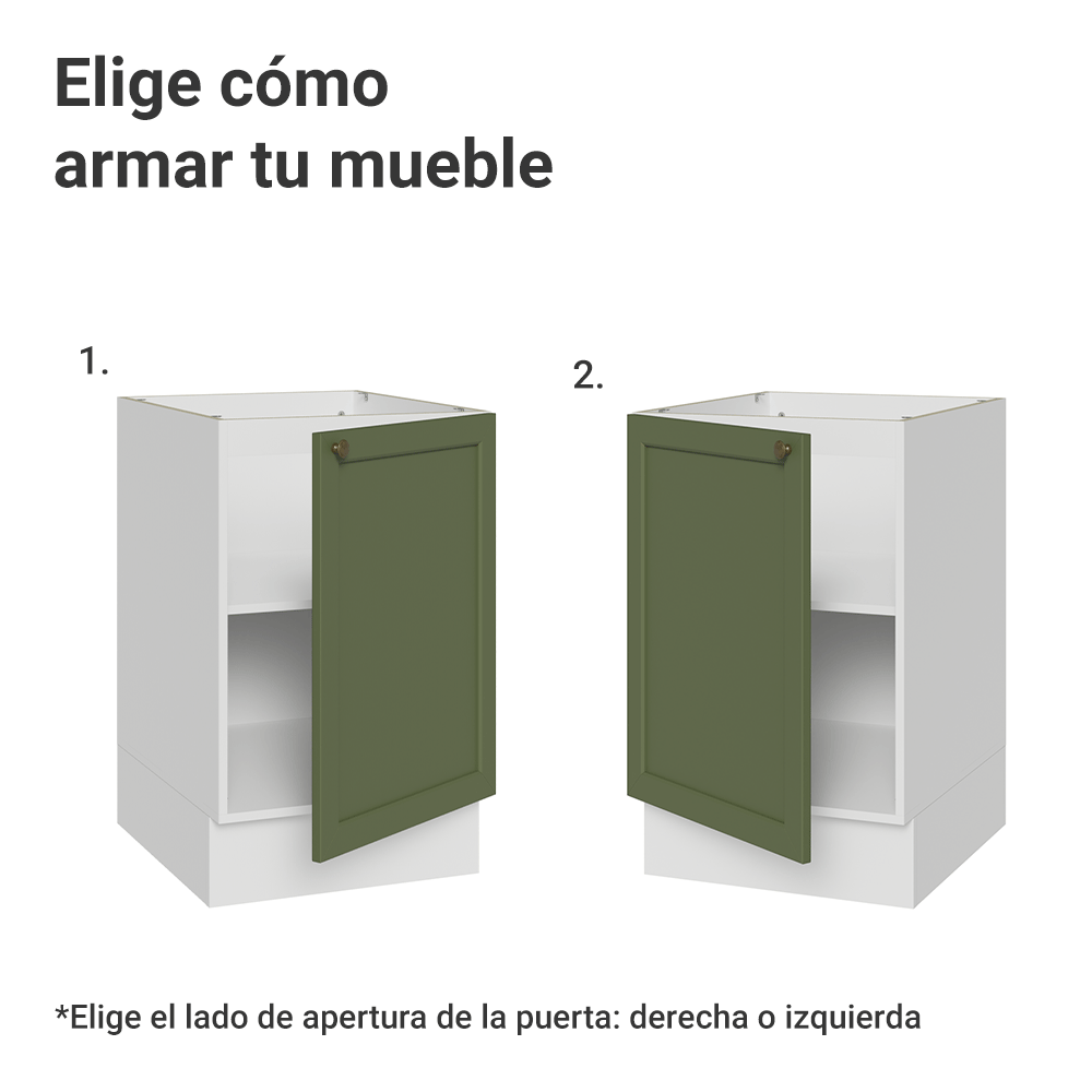 Bajo Mesada 50cm 1 Puerta (Sin Mesada) Blanco/Verde Vik Madesa