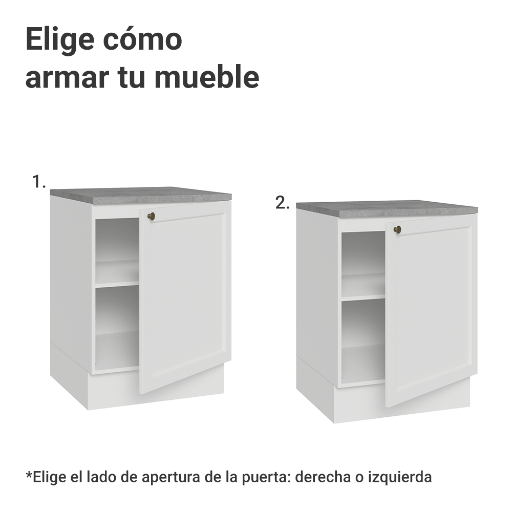 Bajo Mesada de Cocina 60 cm 1 Puerta Blanco Vik Madesa