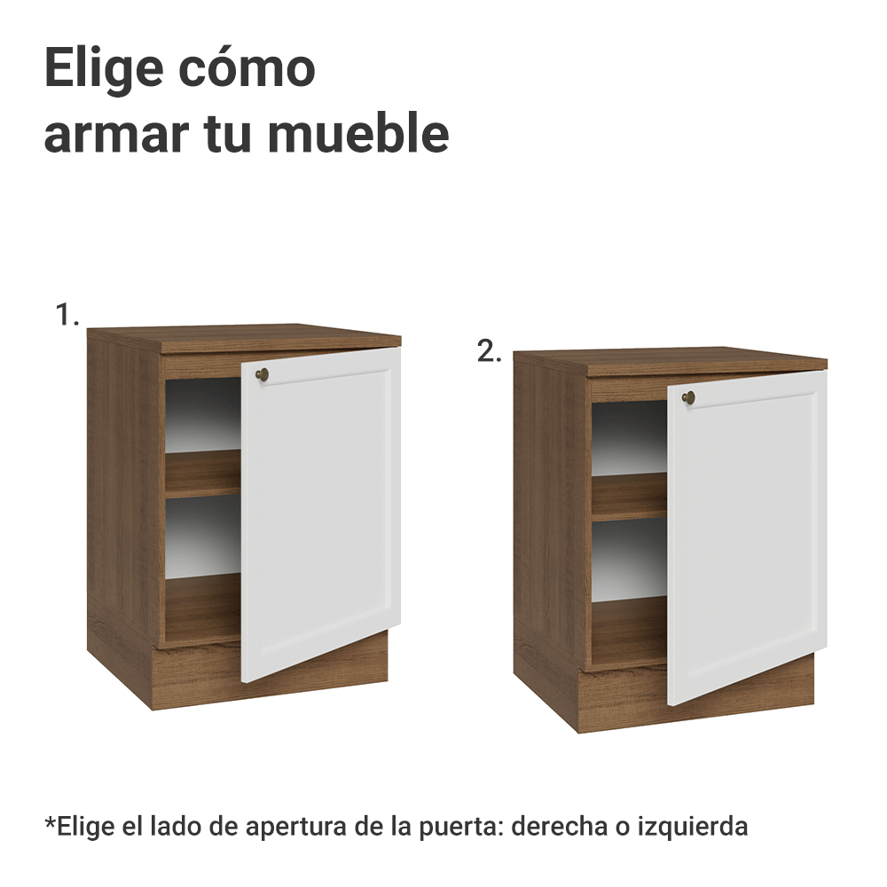 Bajo Mesada de Cocina 60 cm 1 Puerta Marrón/Blanco Vik Madesa