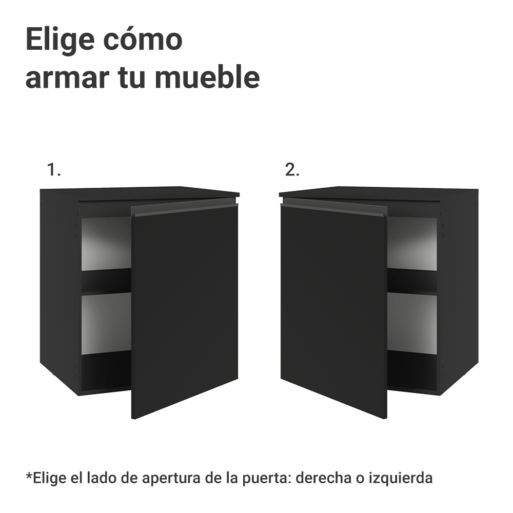 Bajo Mesada de Cocina 60 cm 1 Puerta Flotante Negro Nice Madesa