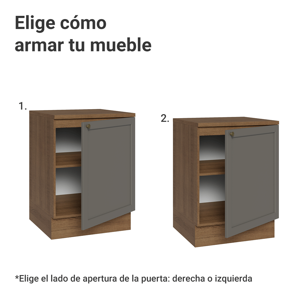 Bajo Mesada de Cocina 60 cm 1 Puerta Marrón/Gris Vik Madesa
